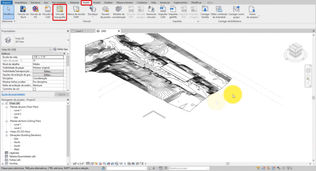 Figura 1 – Topografia inserida no Revit.