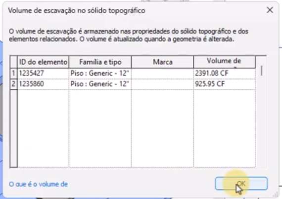 Figura 4 – Volume de escavação no sólido topográfico