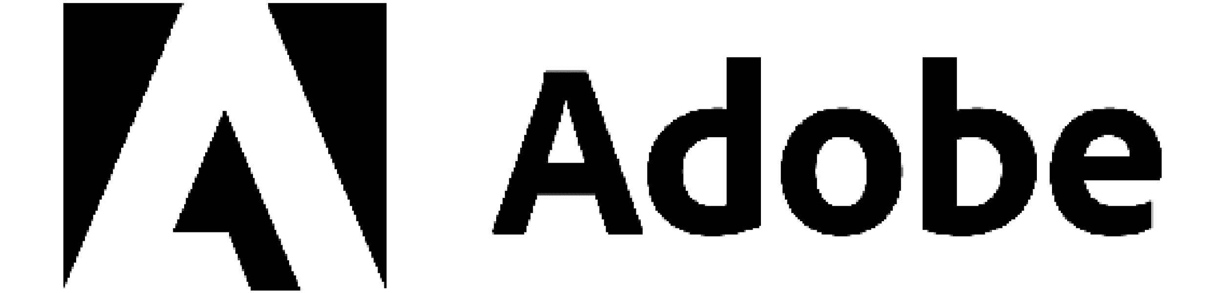 “Logotipo da Adobe: à esquerda, um ‘A’ estilizado formado por espaços negativos e blocos pretos em um quadrado branco, seguido da palavra ‘Adobe’ em fonte sans‑serif maiúscula e minúscula, na cor preta.