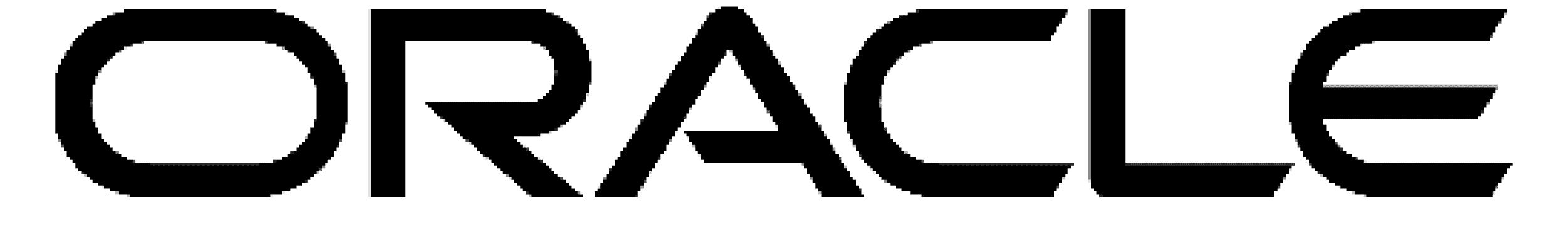 Logotipo da Oracle: a palavra ‘ORACLE’ em letras maiúsculas estilizadas, com traços angulares e contornos arredondados, na cor preta.